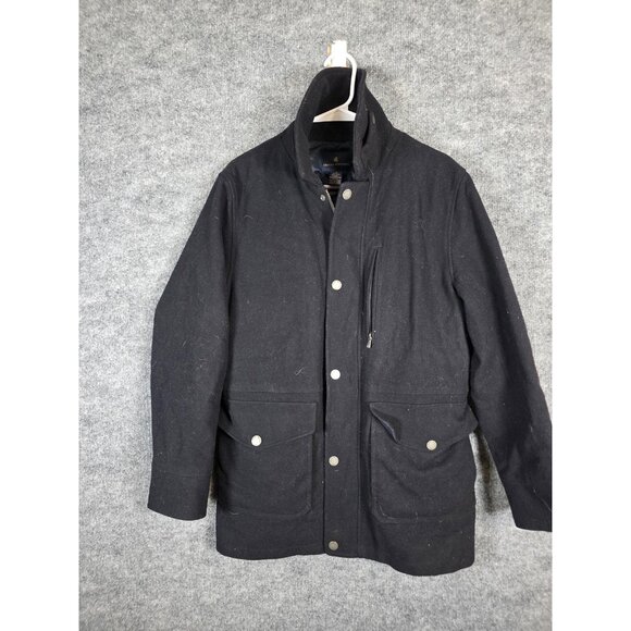 Brooks Brothers Jacket Mens Small Black Wool PrimaLoft Quilted Parka Coat